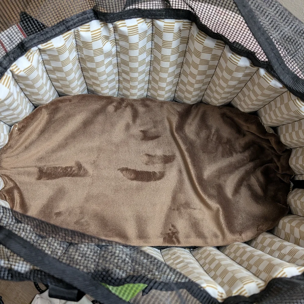 Stylish ADORABLE Dog Carrier, Soft Sided, Light Brown Checkered LV Pattern